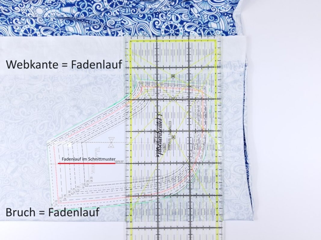 Schnitteil in doppelter Stofflage Fadenlauf ⋆ SanDaLu