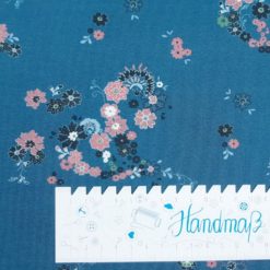 SanDaLu Blumenstoff blau Lineal waagerecht