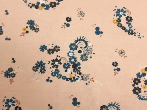Baumwolljersey mit Blumen Paisley Muster Detail