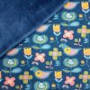 Alpenfleece Retro Blumen und Vögel mit Rückseite