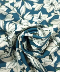 Blumenstoff Lilien blau Strudel
