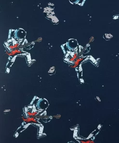 SanDaLu Jersey Stoff Astronaut mit Gitarre Lineal senkrecht