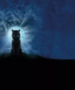 großes jersey panel mit wolf