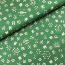 SanDaLu Weihnachtsstoff Schneeflocke grün gold Ballen