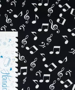 Baumwollstoff mit Musiknoten Lineal senkrecht