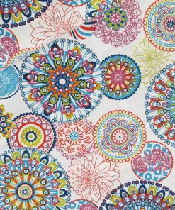 SanDaLu Mandala Stoff weiß bunt