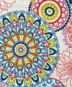 Dekostoff Mandala weiß bunt Detail