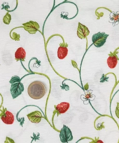 Ottoman Stoff Erdbeere Größenvergleich Euro