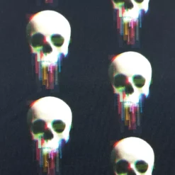 SanDaLu French Terry Totenkopf schwarz weiß Detail