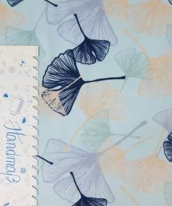Stoff mit Ginkgo Blättern Lineal senkrecht