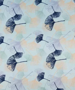 SanDaLu Jersey Stoff mit Ginkgo Blättern hellblau