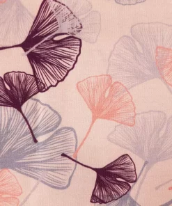 Jersey Stoff mit Ginkgo Blättern rosa Detail