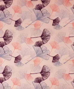 Jersey Stoff mit Ginkgo Blättern rosa Übersicht