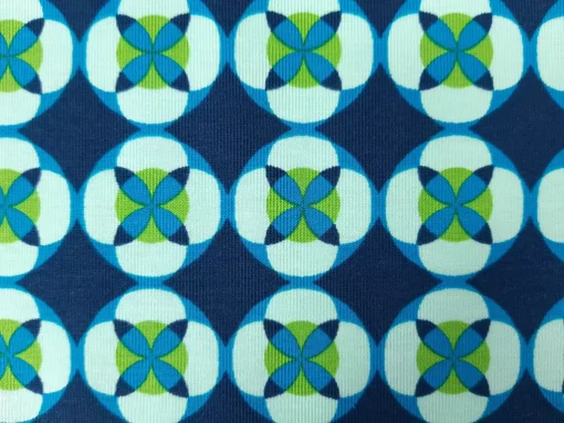 Jersey Retro Muster Kaleidoscope dunkelblau türkis Detail