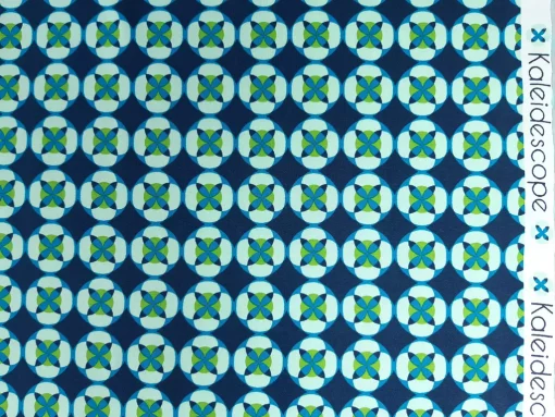 Jersey Retro Muster Kaleidoscope dunkelblau türkis mit Rand