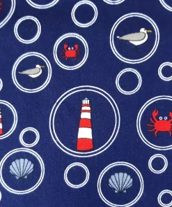 SanDaLu Baumwollstoff Leuchtturm im Kreis Detail