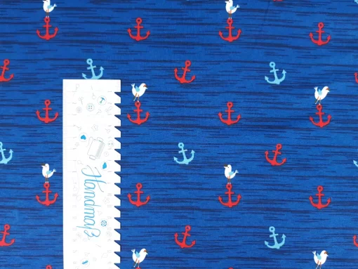 SanDaLu maritimer Jersey Stoff Anker und Möwe Lineal senkrecht