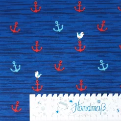 SanDaLu maritimer Jersey Stoff Anker und Möwe Lineal waagerecht