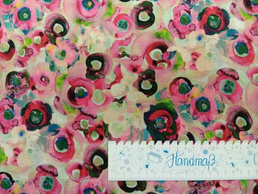 Blumenstoff Aquarellblüten Lineal
