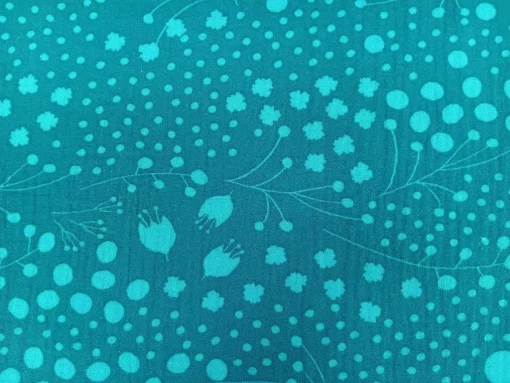 SanDaLu Musselin mit Blumen Fräulein Tulpe petrol Detail