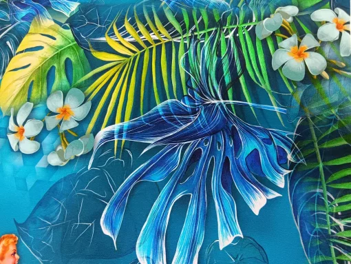 Stenzo Panel Hibiskus und Monstera Blatt