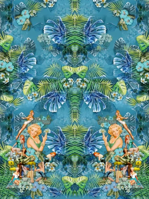 Panel Stoff Hibiskusblüte, Beach Girl Übersicht