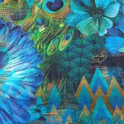 Stenzo Jersey Panel blaue Blume und Pfauenfedern Detail