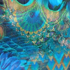 Stenzo Jersey Panel blaue Blume und Pfauenfedern Detail