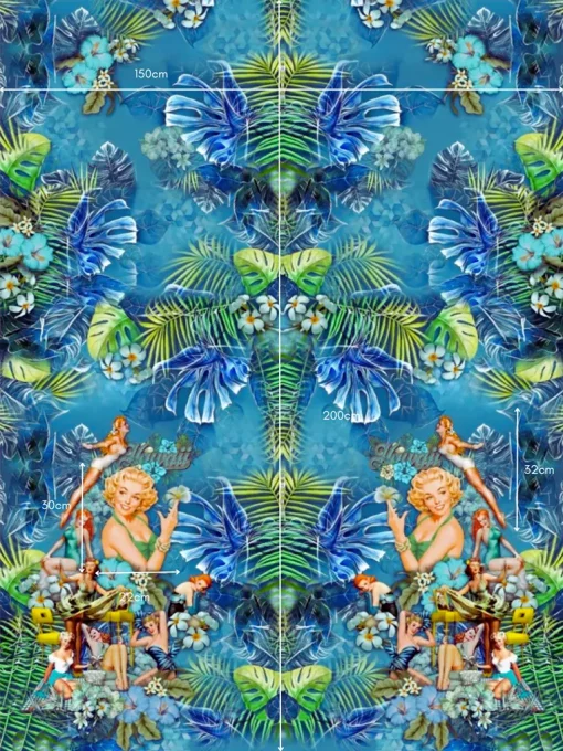 Panel Stoff Hibiskusblüte mit Maßen