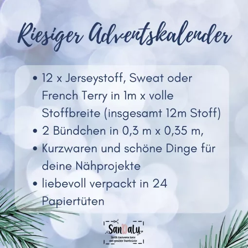 SanDaLu Stoff Adventskalender Jersey riesig