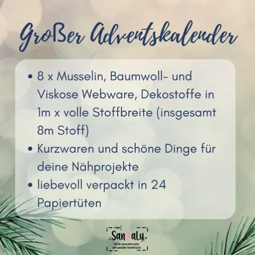 großer Stoff Adventskalender gefüllt Webware