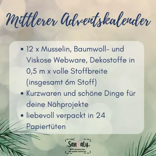 Stoff Adventskalender gefüllt Webware mittel