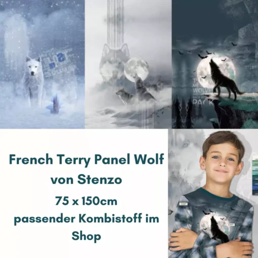 French Terry Panel Wölfe von Stenzo