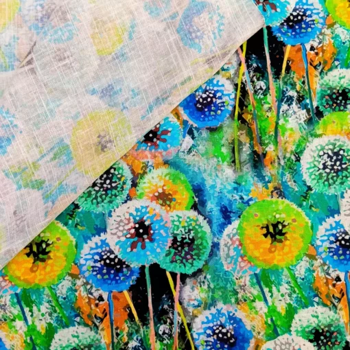 gewebter Viskose Leinenstoff mit Blumen Rückseite