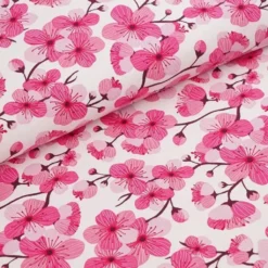 SanDaLu Bio Jersey Kirschblüten in weiß von Stoffonkel
