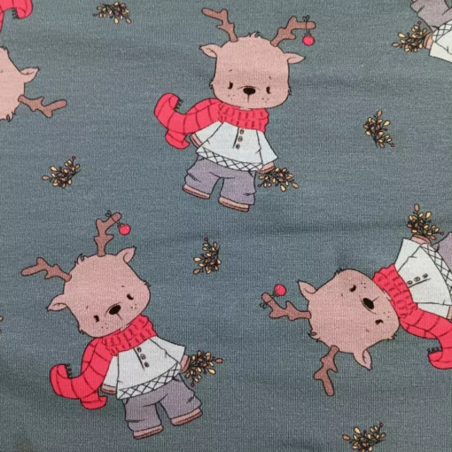 SanDaLu Weihnachtsstoff Jersey Rentierchen Junge Detail