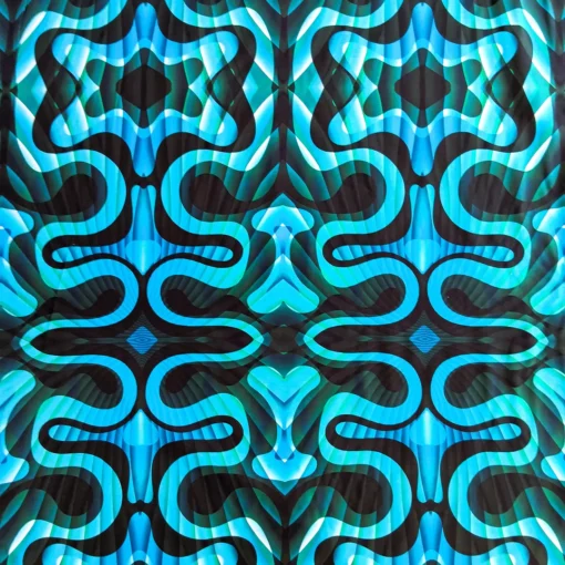 SanDaLu Retro Jersey Stoff mit Wellenmuster blau türkis schwarz Überblick