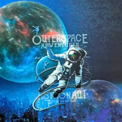 SanDaLu Stoffpanel Space Robots Astronaut Detail