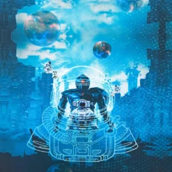 SanDaLu Stoffpanel Space Robots Detail