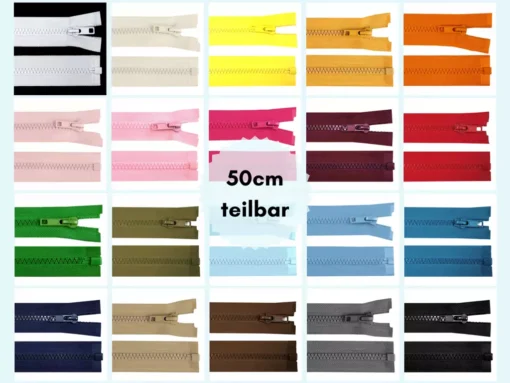 50cm Jackenreißverschluss in verschiedenen Farben