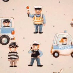 SanDaLu Bio Jersey Hier kommt die Polizei von Stoffonkel Detail