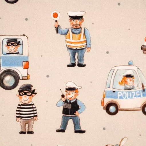 SanDaLu Bio Jersey Hier kommt die Polizei von Stoffonkel Detail