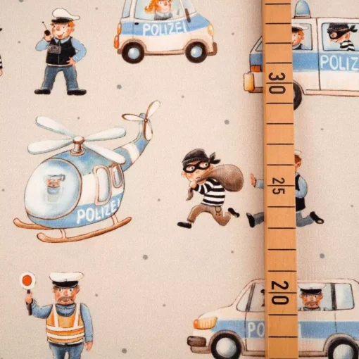 SanDaLu Bio Jersey Hier kommt die Polizei von Stoffonkel Lineal