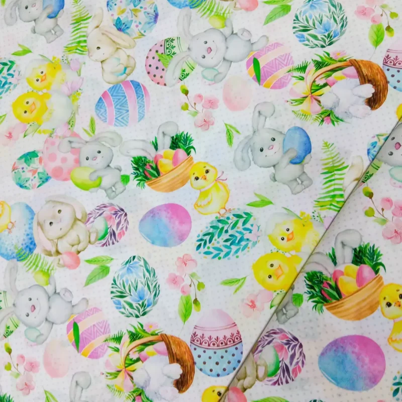 SanDaLu Baumwollstoff mit Osterhasen und Küken Ballen