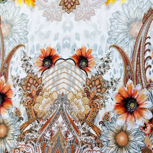 XXL Stoffpanel von Stenzo Detail Blumen und Leoprint