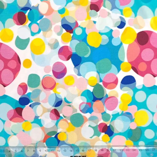 SanDaLu Jersey Stoff Happy Dots in türkis Lineal