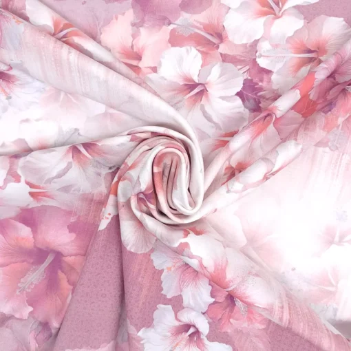 SanDaLu Jersey mit Hibiskus in rosa Strudel