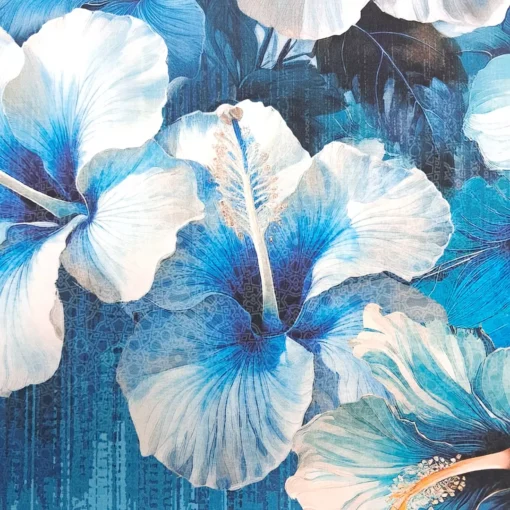 SanDaLu Jersey Panel Hibiskus weiße Blüten