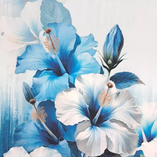 SanDaLu Stoff mit großen blauen Blumen