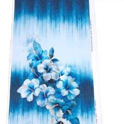 SanDaLu Jersey Panel Stoff Hibiskusblüte blau weiß